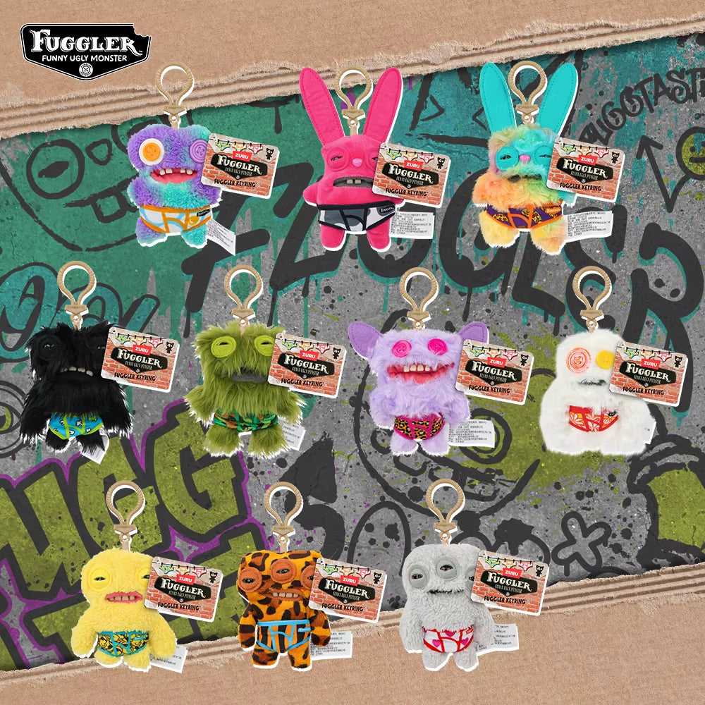 Original Teeth Monsters Pendant Plush Doll  Funny Ugly Monster Keyrings Keychain Toy Halloween Prank Decoration Gift