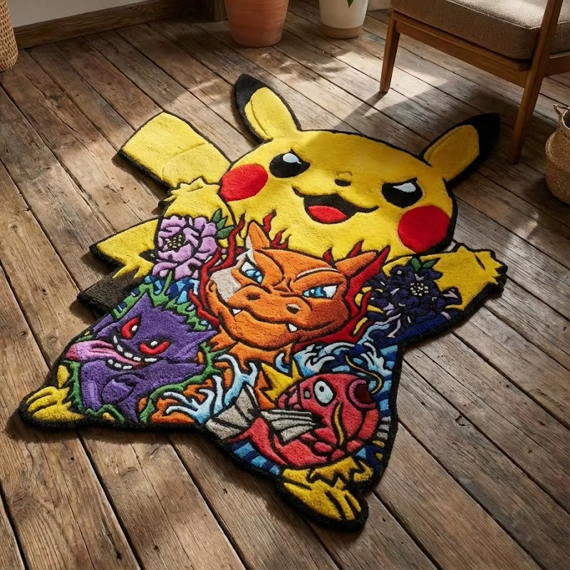 Pokemon Yellow Pikachu Area Anime Manga Rugs Home Bedroom Deco Door Kitchen Mats Living Room Hanging Rugs Kids Children Gifts