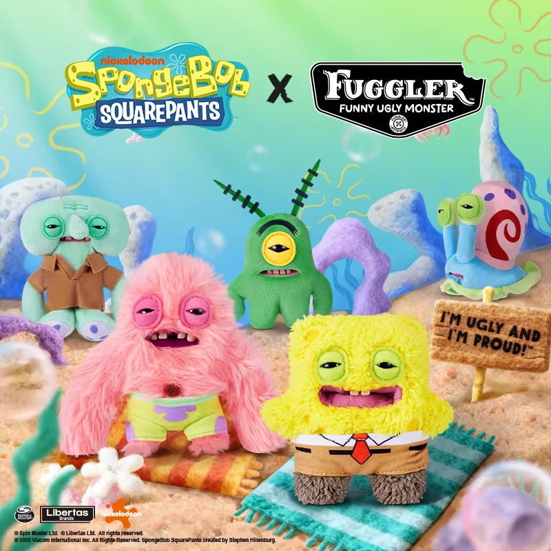 Original  Spongebob Patrick Keychain Bag Charm for Backpack Decoration Soft Plush Doll Teeth Monster Ugly Cute Funny Toy