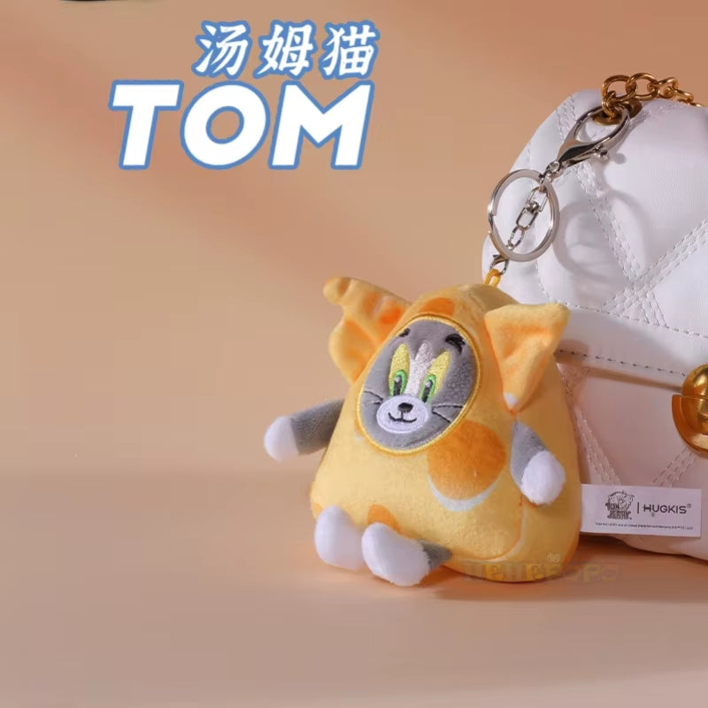 Original Cartoon Cheese Tom and Jerry Plush Key Ring Toy Tom Cat Jerry Mouse Pendant Stuffed Keychain Doll Toys for Kid Gift