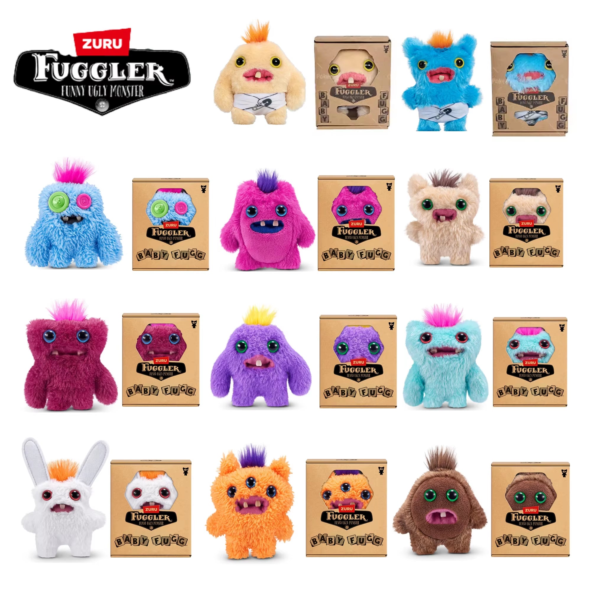 Original  Ugly Teeth Monsters Plush Toys s Baby Fuggs Cartoon Wide Eyed Weirdo Rabbit Peluche Kawaii Dolls 8-9CM