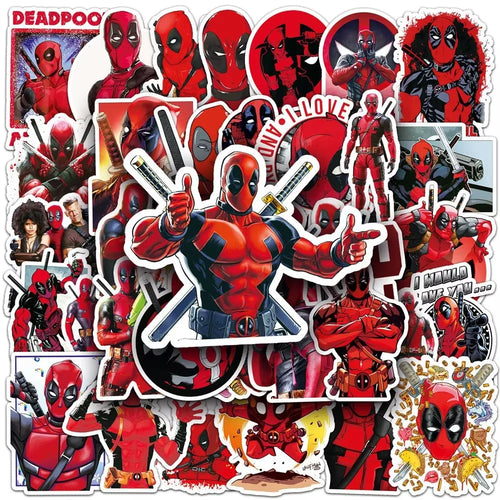 50Pcs the Avengers Deadpool Cartoon Stickers Cool Super Hero Anime Decals DIY Phone Laptop Skateboard Sticker Decor Toys