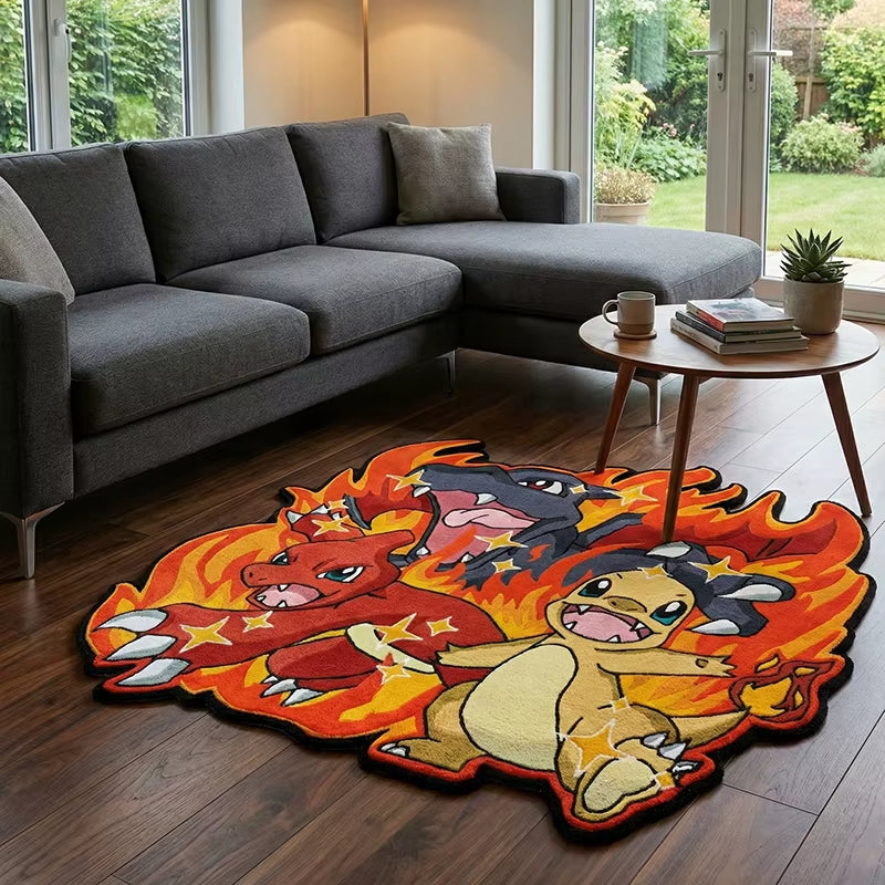Pokemon Charizard Family Design Rug Bedroom Living Room Kid'S Room Non-Slip Decorative Floor Mat Collection Birthday Gift Carpet