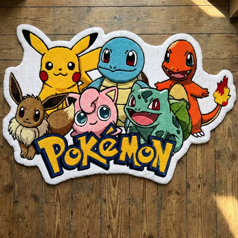Anime Pokemon Group Shaped Rug - Soft Fluffy Kids Play Carpet for Bedroom Living Room Decor Cute Cartoon Character Floor Mat