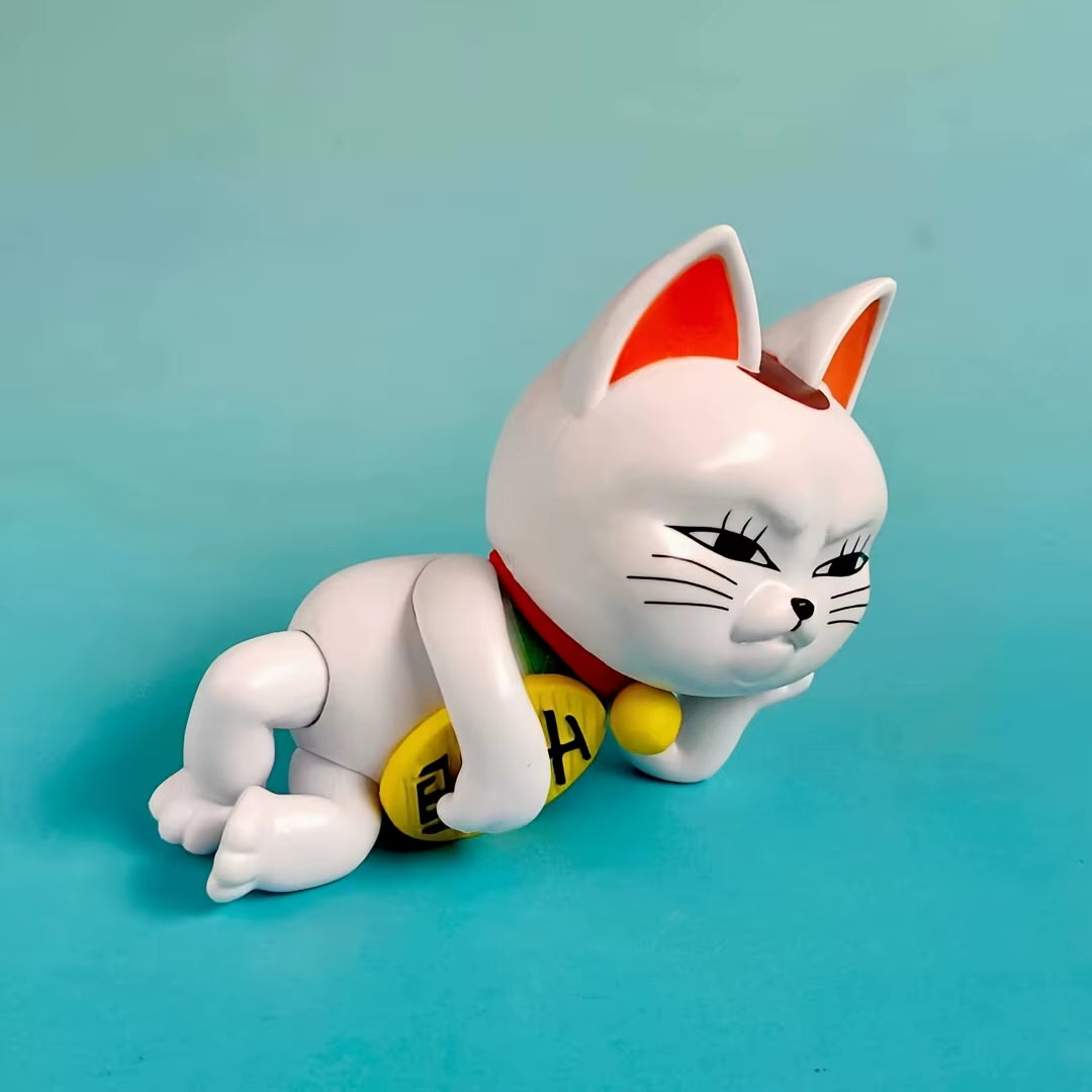 Lucky Pose Maneki Neko Anime Figure Set Cute Side Lying Lucky Cat Car Decor Bedroom Ornament Anime Character Anime Room Decor