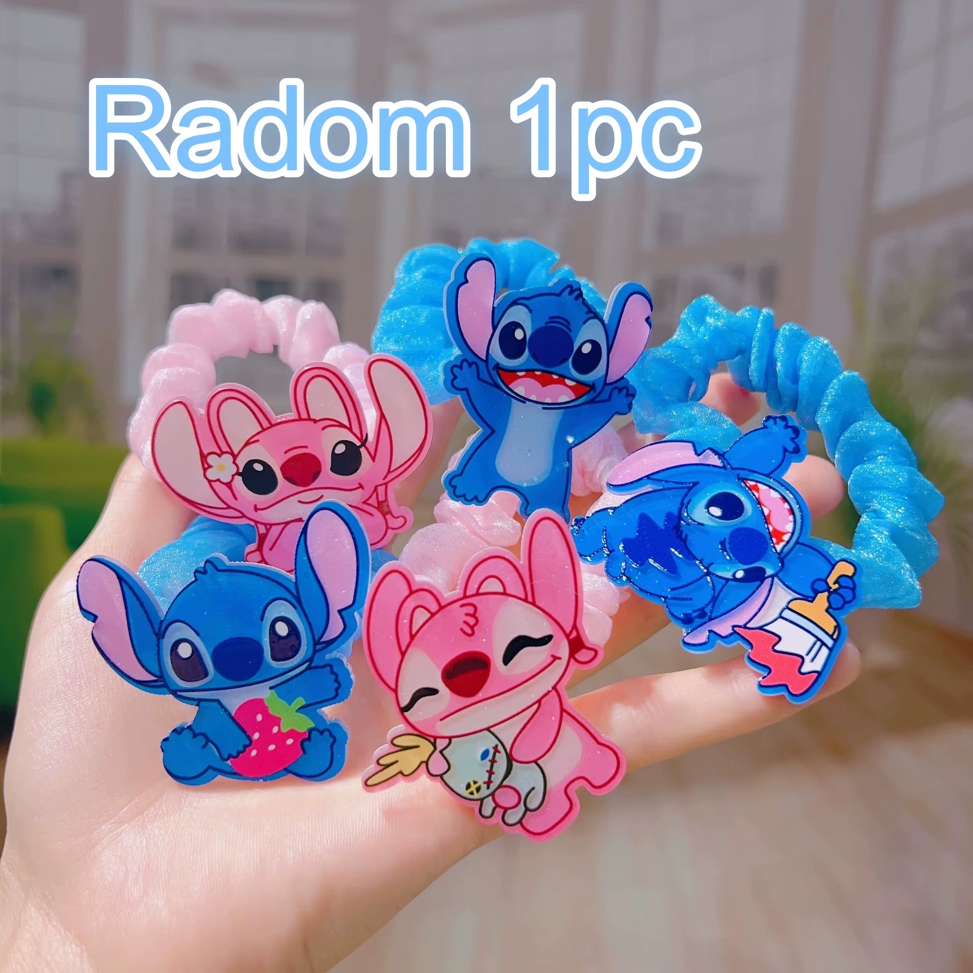 1/5/6Pcs Stitch Anime Hair Tie Children'S Accessories Hair Band Kawaii Stitch Figure Doll Girls Head Rope Kids Toys Gifts