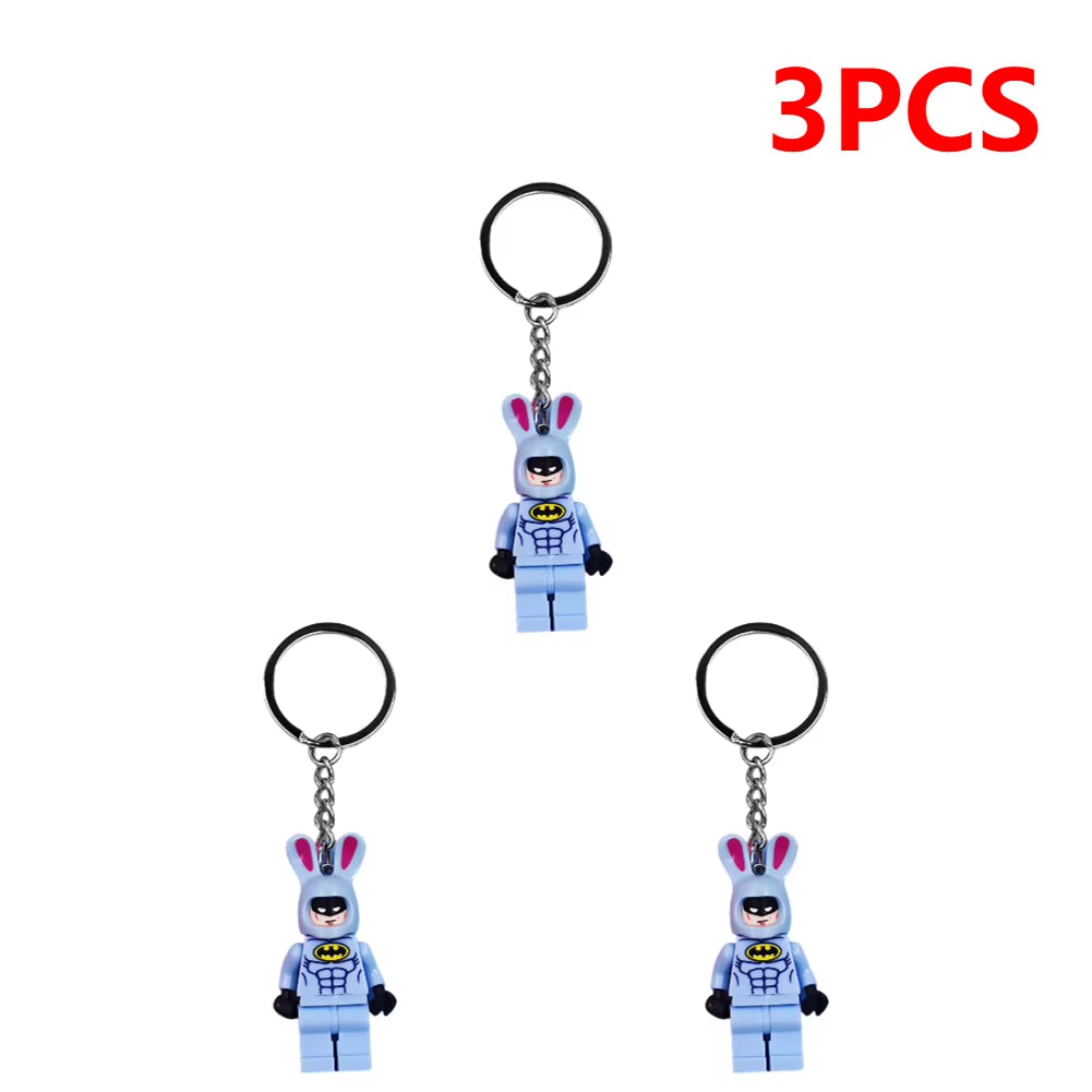 1/2/3PCS Cartoon Anime Keychain Doll Cartoon Animation Minifigure Keyring School Bag Pendant Trendy Bag Keychain Accessories