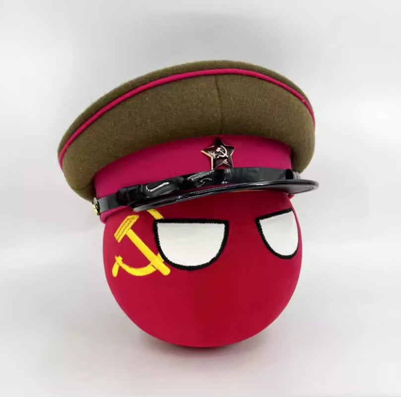 Polandball Plush Doll Toy Countryball USSR Soviet Ball and Hat World War II Defense War Cosplay for Gift