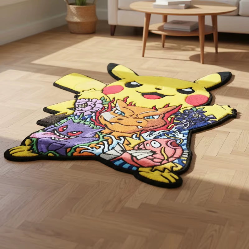 Pokemon Yellow Pikachu Area Anime Manga Rugs Home Bedroom Deco Door Kitchen Mats Living Room Hanging Rugs Kids Children Gifts