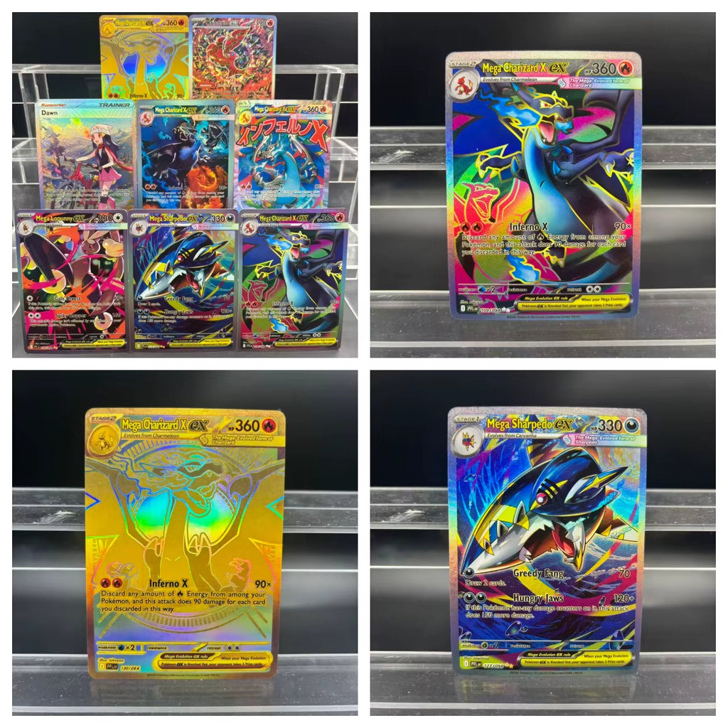 PTCG Collection Cards DIY Mega Charizard X Ex Phantasmal Flames EN Self Made Single Card Classic Game Anime Card Gift Toy