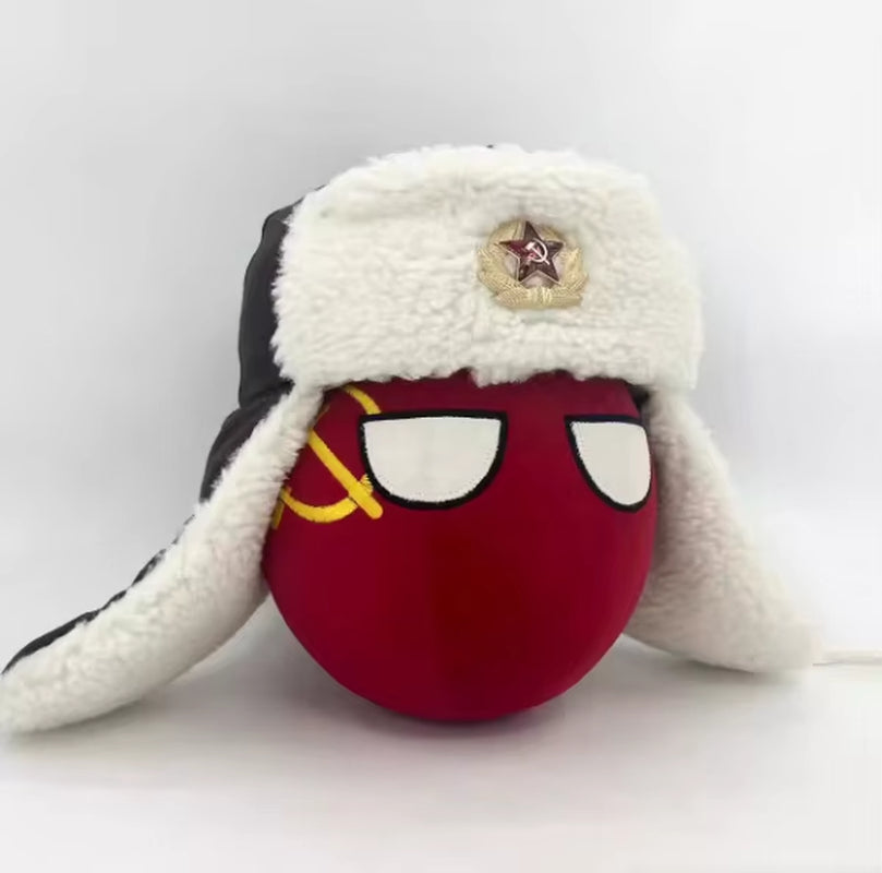 Polandball Plush Doll Toy Countryball USSR Soviet Ball and Hat World War II Defense War Cosplay for Gift