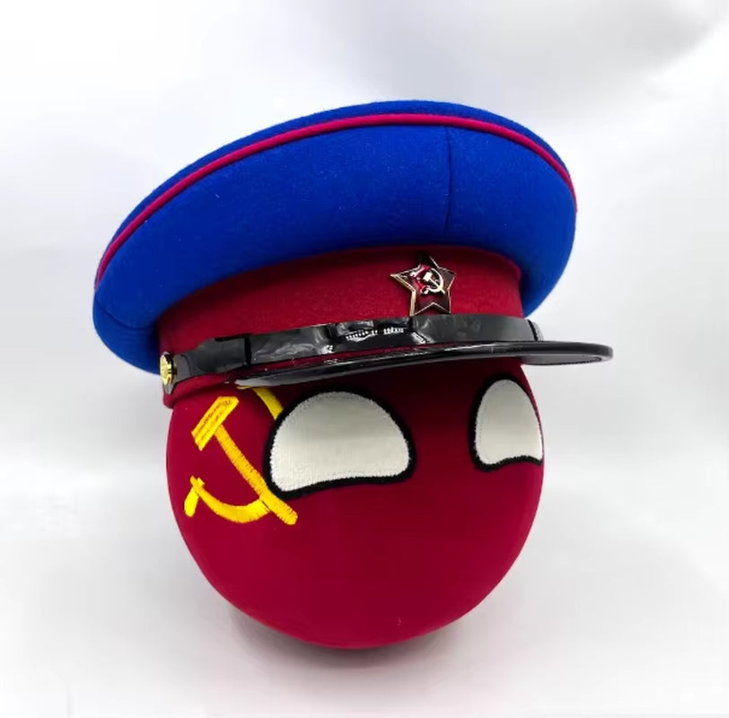 Polandball Plush Doll Toy Countryball USSR Soviet Ball and Hat World War II Defense War Cosplay for Gift