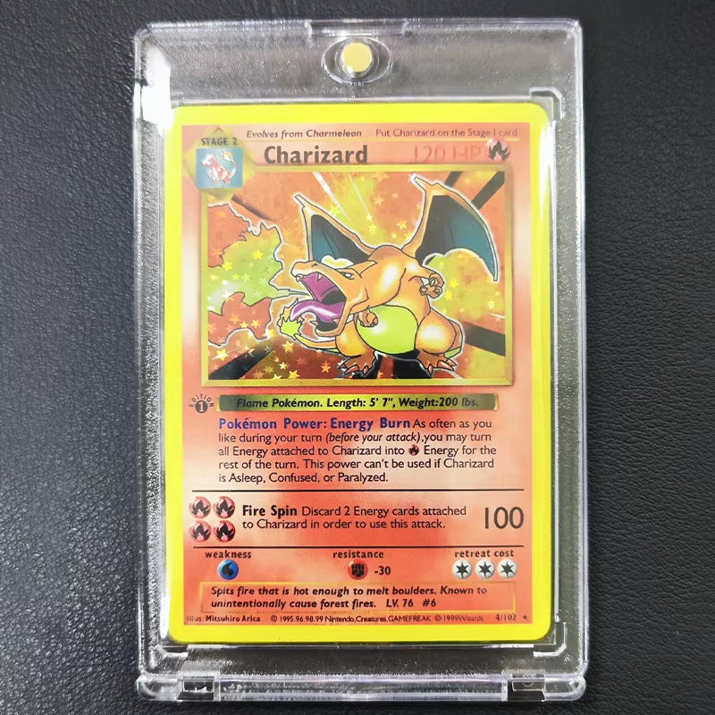 DIY Pokemon Collection Cards with Card Brick 1996 1St Edition Flash Cards Charizard Blastoise PTCG Game Anime Shining Cards Gift