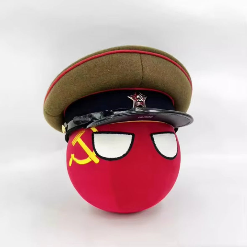 Polandball Plush Doll Toy Countryball USSR Soviet Ball and Hat World War II Defense War Cosplay for Gift