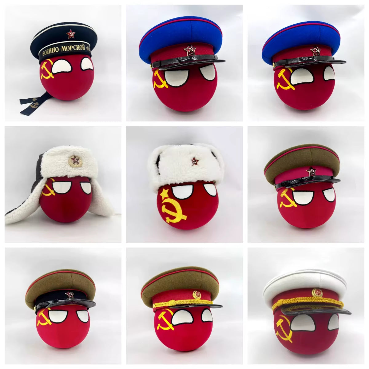 Polandball Plush Doll Toy Countryball USSR Soviet Ball and Hat World War II Defense War Cosplay for Gift