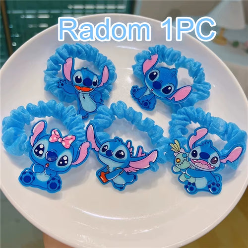 1/5/6Pcs Stitch Anime Hair Tie Children'S Accessories Hair Band Kawaii Stitch Figure Doll Girls Head Rope Kids Toys Gifts