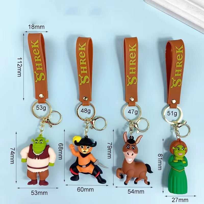 Anime Monster Shrek Keychain Cute Shrek Figure Keyring Bag Pendent Car Key Jewelry Charm Ornaments Xmas Gift for Fans Friends