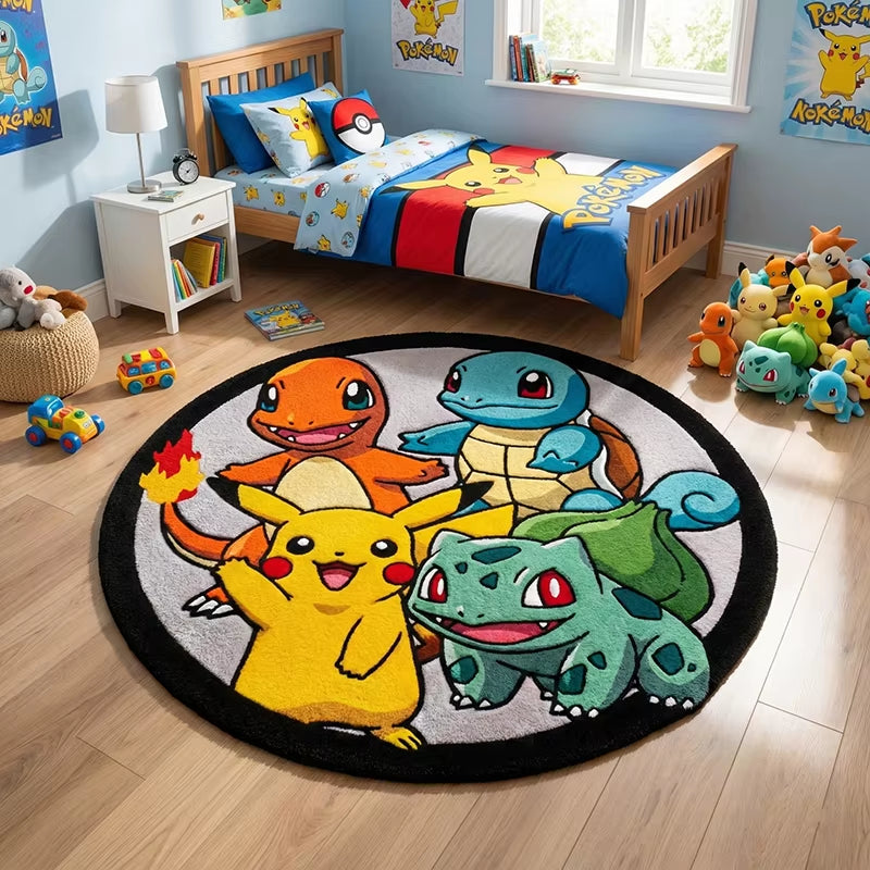 Pokémon Design Carpet Charmander/Squirtle/Pikachu/Bulbasaur Themed Creative Non-Slip Decorative Floor Mat Gift Collection Rug
