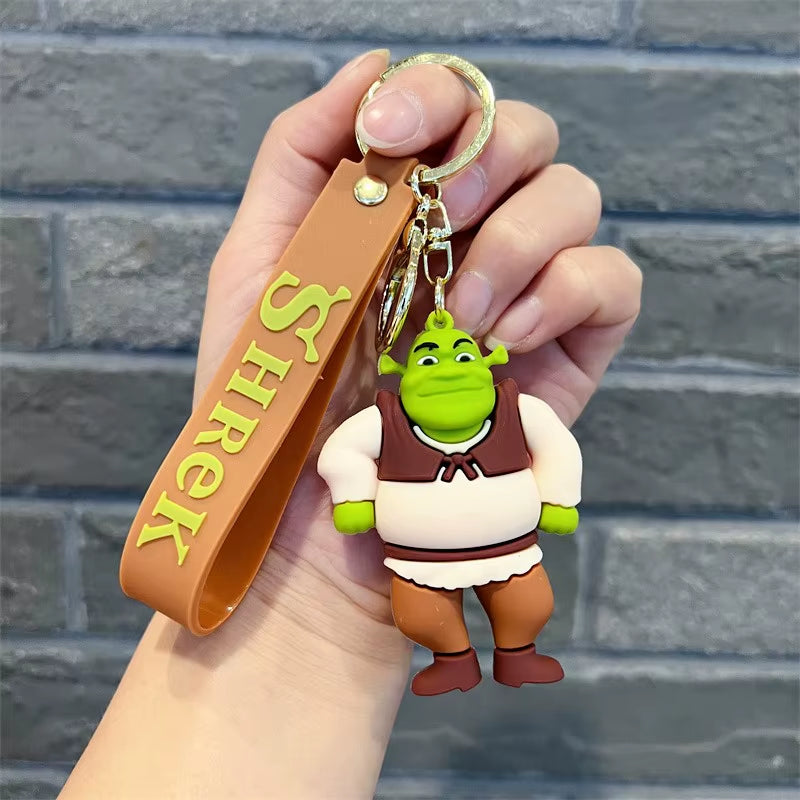 Anime Monster Shrek Keychain Cute Shrek Figure Keyring Bag Pendent Car Key Jewelry Charm Ornaments Xmas Gift for Fans Friends