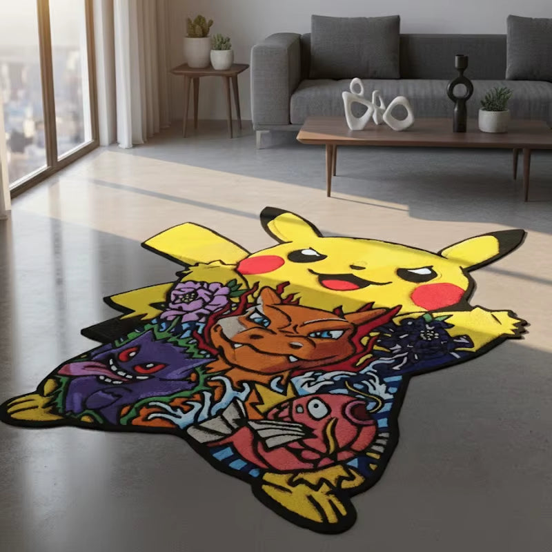 Pokemon Yellow Pikachu Area Anime Manga Rugs Home Bedroom Deco Door Kitchen Mats Living Room Hanging Rugs Kids Children Gifts