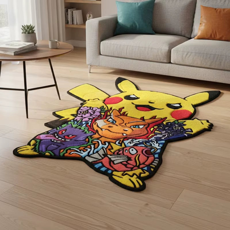 Pokemon Yellow Pikachu Area Anime Manga Rugs Home Bedroom Deco Door Kitchen Mats Living Room Hanging Rugs Kids Children Gifts