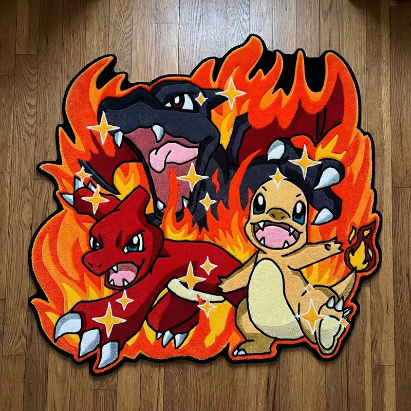 Pokemon Charizard Family Design Rug Bedroom Living Room Kid'S Room Non-Slip Decorative Floor Mat Collection Birthday Gift Carpet