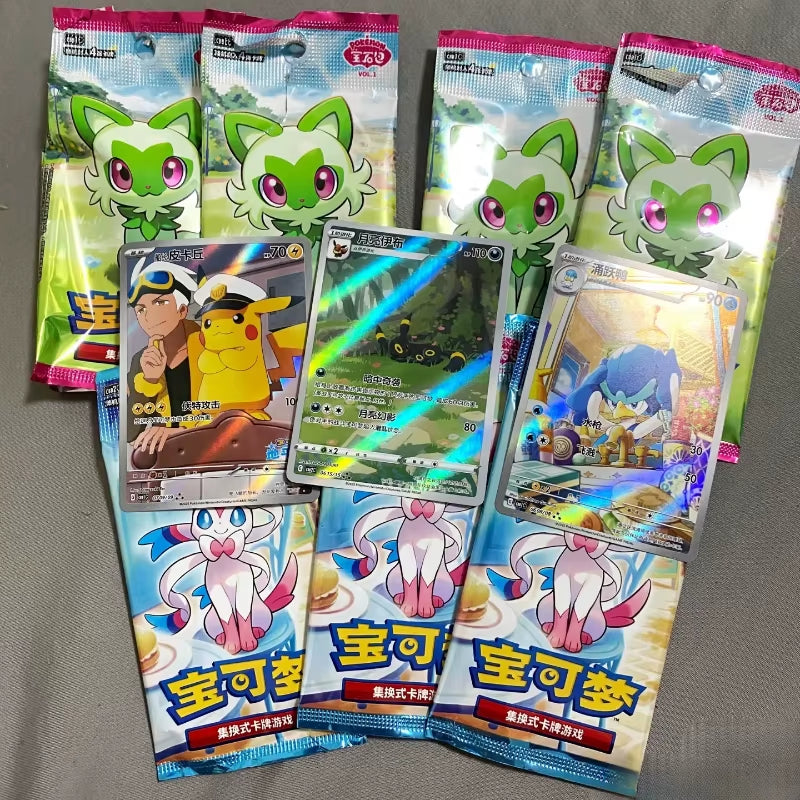 100% Original Pokemon PTCG Cards Gem Pack Vol.1 VOL.2 VOL.3 Chinese Scarlet and Violet Anime Eevee Gengar Box Card Birthday Gift