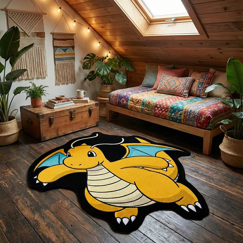 Anime Pokemon Dragonite Design Rug Bedroom Living Room Kid'S Room Non-Slip Decorative Floor Mat Collection Birthday Gift Carpet