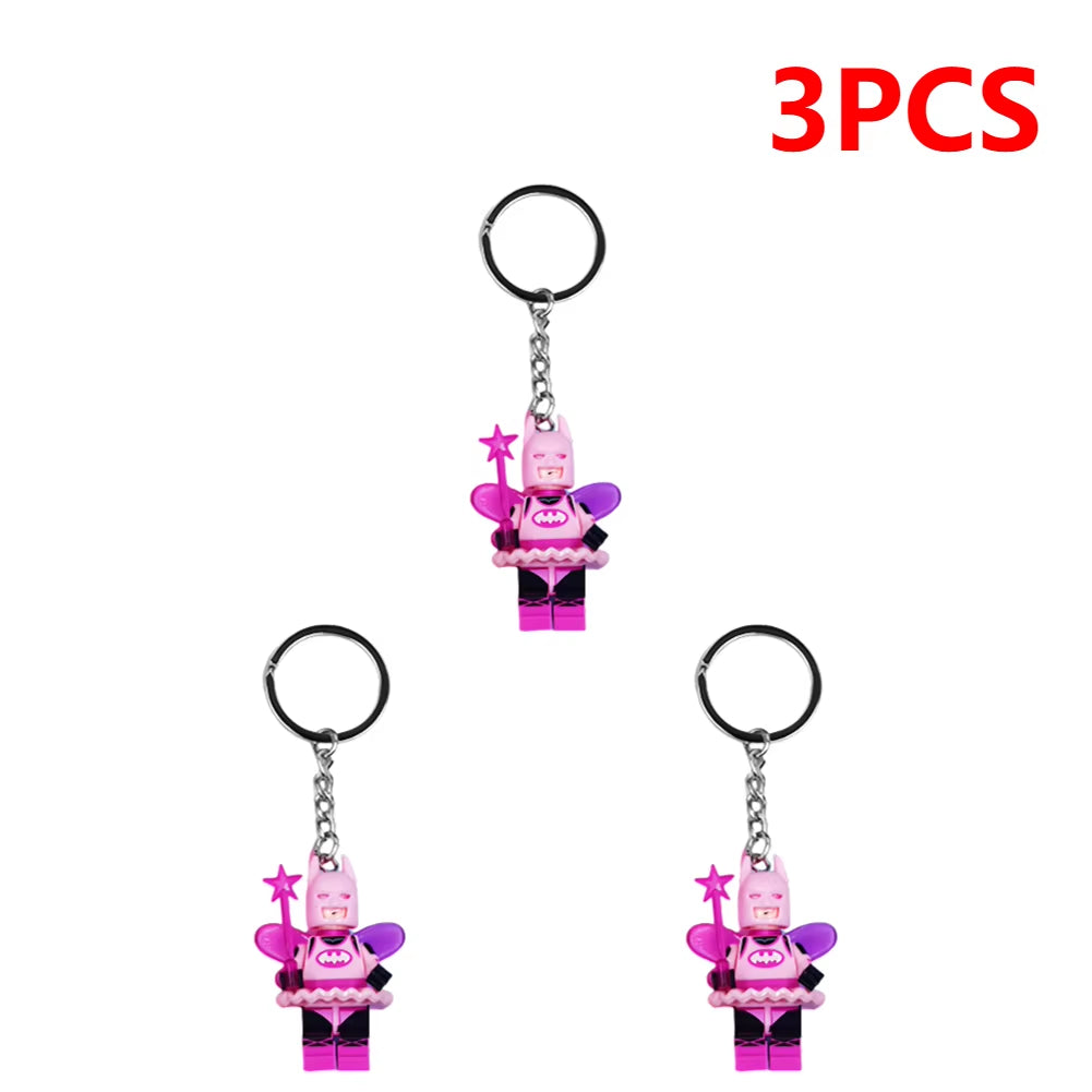 1/2/3PCS Cartoon Anime Keychain Doll Cartoon Animation Minifigure Keyring School Bag Pendant Trendy Bag Keychain Accessories