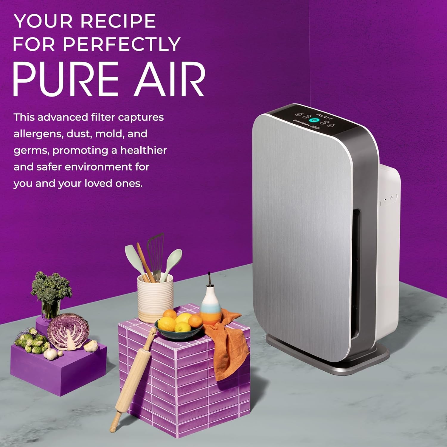 Breathesmart Flex HEPA Air Purifier with Pure Filter | 700 Sq. Ft. in 30 Min | Bedroom & Office | Allergens, Dust & Mold | White