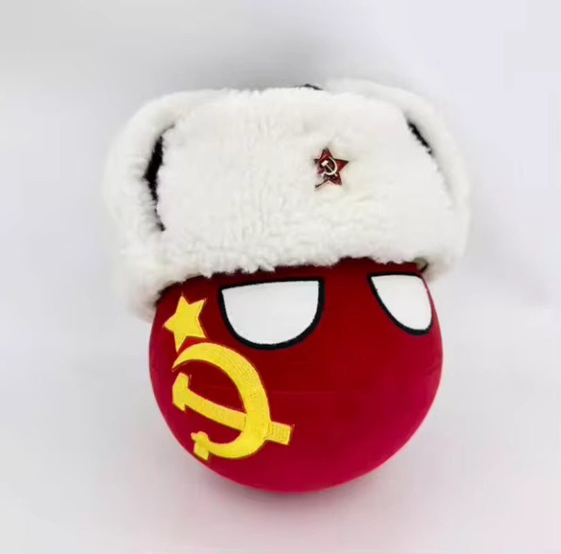 Polandball Plush Doll Toy Countryball USSR Soviet Ball and Hat World War II Defense War Cosplay for Gift