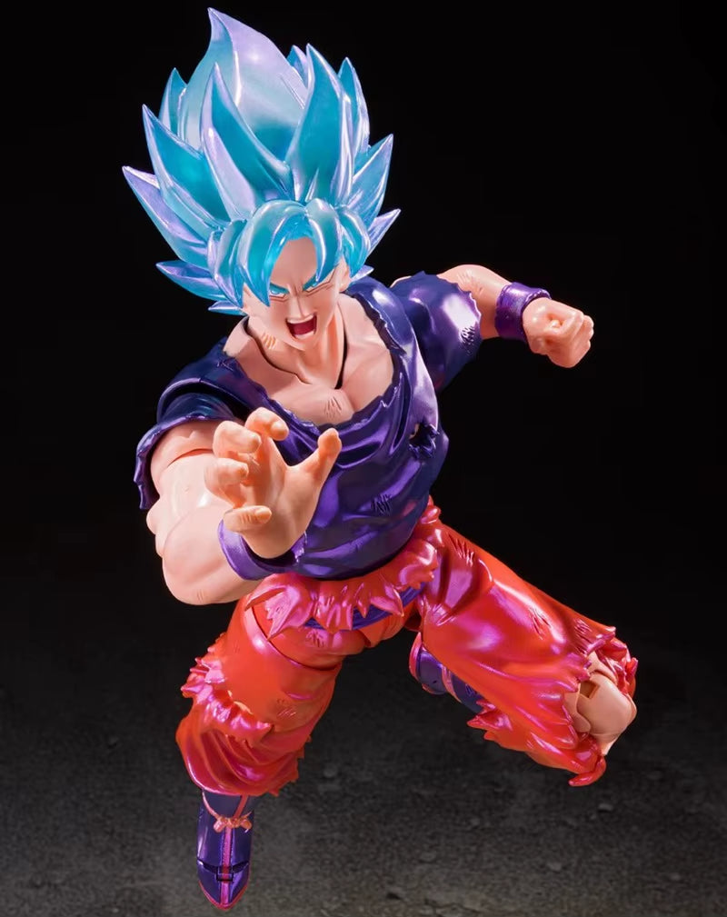 Anime Dragon Ball Z SHF Kaiouken Blue Son Goku Articulated Action Figure Collectible Toys 17Cm