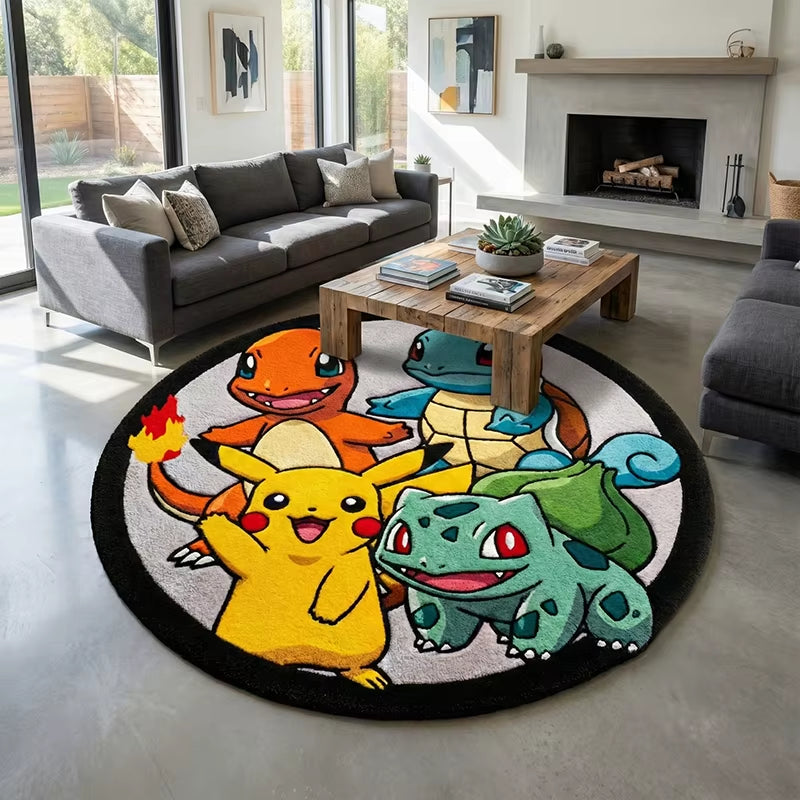 Pokémon Design Carpet Charmander/Squirtle/Pikachu/Bulbasaur Themed Creative Non-Slip Decorative Floor Mat Gift Collection Rug