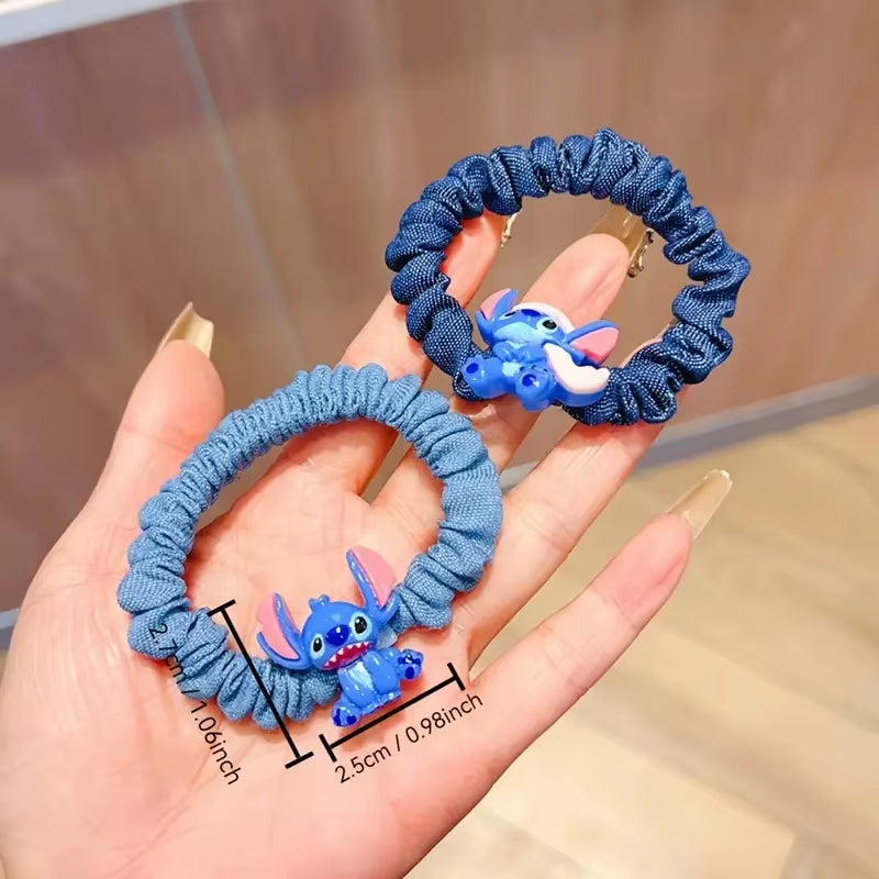 1/5/6Pcs Stitch Anime Hair Tie Children'S Accessories Hair Band Kawaii Stitch Figure Doll Girls Head Rope Kids Toys Gifts