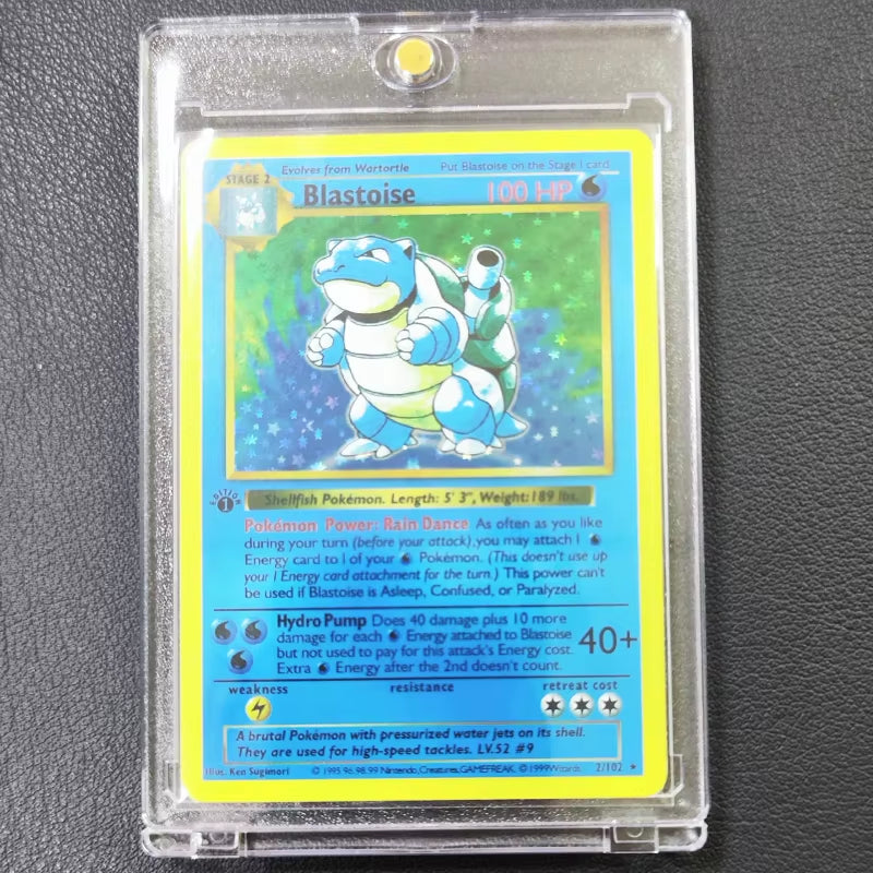 DIY Pokemon Collection Cards with Card Brick 1996 1St Edition Flash Cards Charizard Blastoise PTCG Game Anime Shining Cards Gift