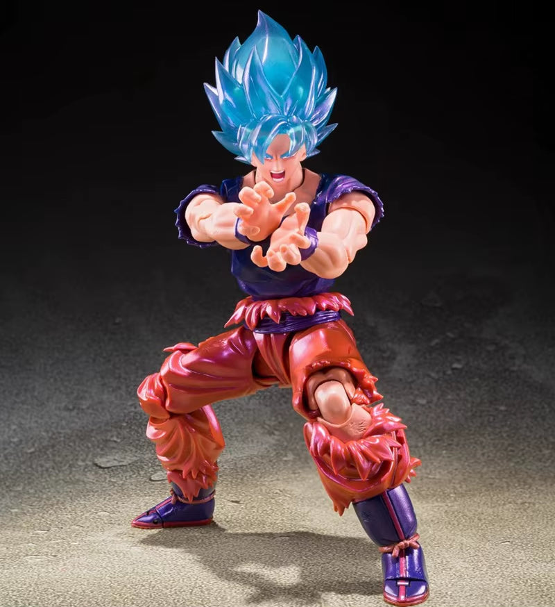 Anime Dragon Ball Z SHF Kaiouken Blue Son Goku Articulated Action Figure Collectible Toys 17Cm