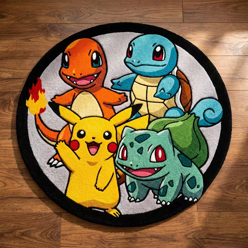 Pokémon Design Carpet Charmander/Squirtle/Pikachu/Bulbasaur Themed Creative Non-Slip Decorative Floor Mat Gift Collection Rug