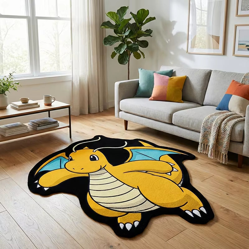 Anime Pokemon Dragonite Design Rug Bedroom Living Room Kid'S Room Non-Slip Decorative Floor Mat Collection Birthday Gift Carpet