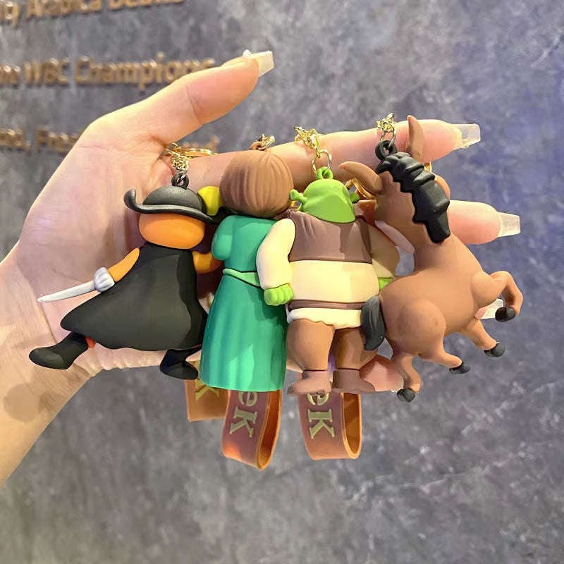 Anime Monster Shrek Keychain Cute Shrek Figure Keyring Bag Pendent Car Key Jewelry Charm Ornaments Xmas Gift for Fans Friends